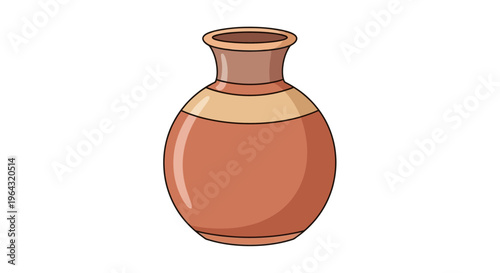 Brown Clay Earthenware Pottery Vessel.