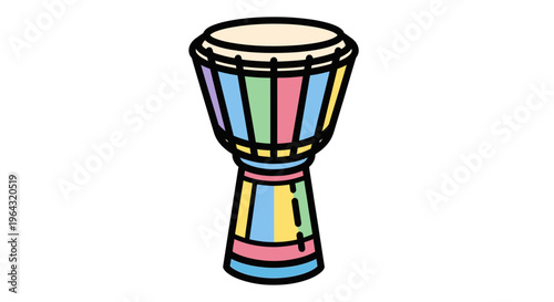 Colorful Djembe Drum Instrument Closeup.