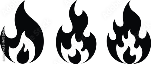 vector illustration of fire flames icon,  set of fire icons collection vector illustration
