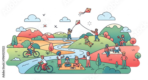 People Enjoying Park Recreation Outdoors.