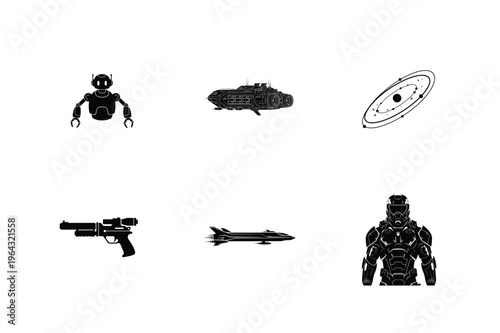 Futuristic and sci-fi themed icons featuring advanced technology and space exploration
