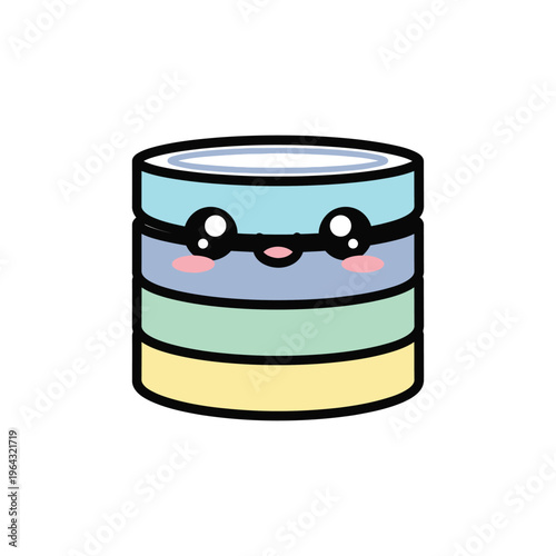 Colorful cartoon sushi roll character face.