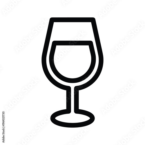 Minimalist Wine Glass Icon - Simple Line Art, Clear Symbol