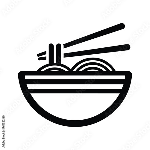 Chopsticks with Noodles in Bowl Icon