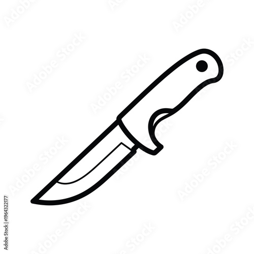 Simple Line Art Icon of a Hunting Knife