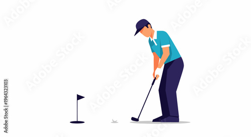 Man playing golf with club.