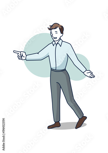 Businessman pointing and explaining gesture