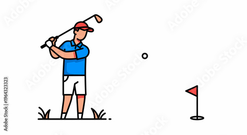 Man playing golf with club outdoors.