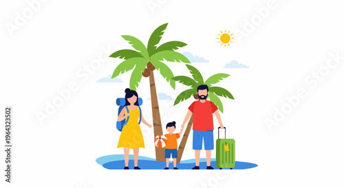 Family on Vacation with Luggage.