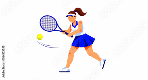 Woman Playing Tennis with Racket.