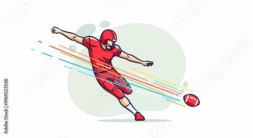 American Football Player Kicking Ball.