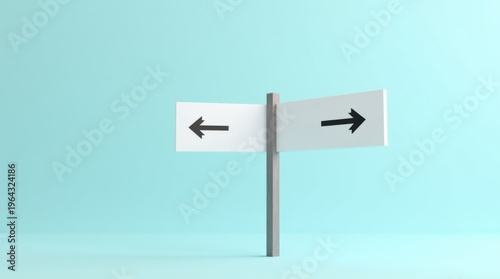 Una señal de tráfico que se bifurca en dos direcciones flota en el aire