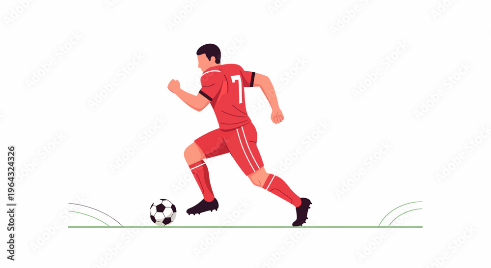 Fototapeta premium Soccer player in red uniform running.
