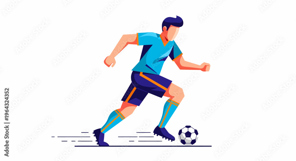 Fototapeta premium Man Playing Soccer with Ball.