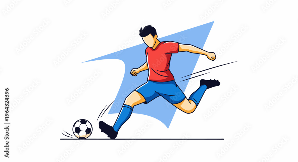 Fototapeta premium Man Kicking Soccer Ball in Motion.