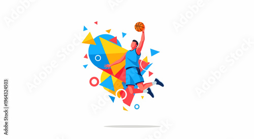 Man Playing Basketball in Air High.
