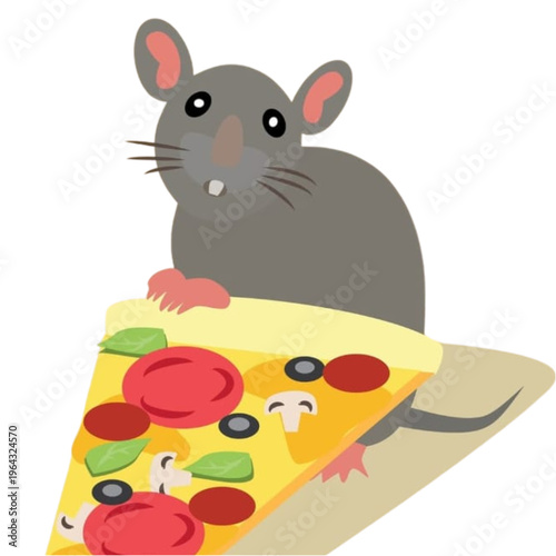 A cute cartoon mouse happily eating cheese with a fun and playful style