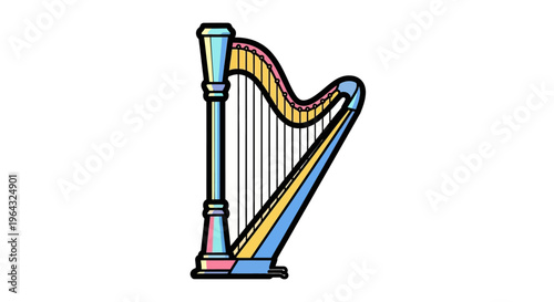 Colorful Harp Musical Instrument Design.