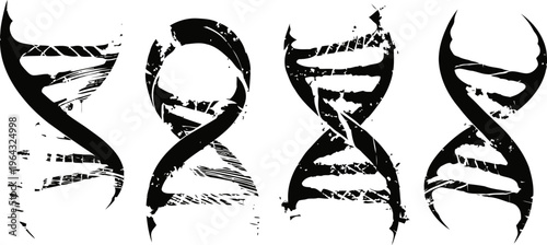 dna double helix illustrations abstract genetic spiral models with textured black design science and biology concept