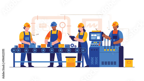 Modern Assembly Line: Workers diligently perform tasks on a dynamic assembly line, highlighting the efficiency and precision of modern industry. A snapshot of teamwork and technological integration.
