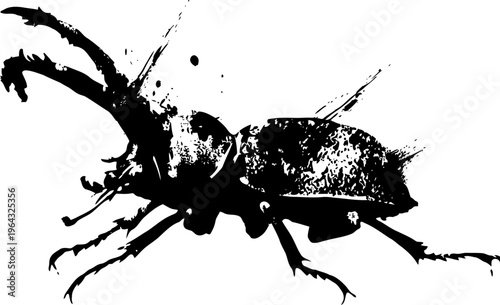 Silhouette of a longhorn beetle with curved antennae on white background