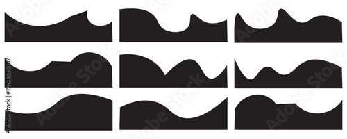 Dividers Shapes for Website Pictogram Set. Curve Lines, Drop abstract design separator header and border for website and app.