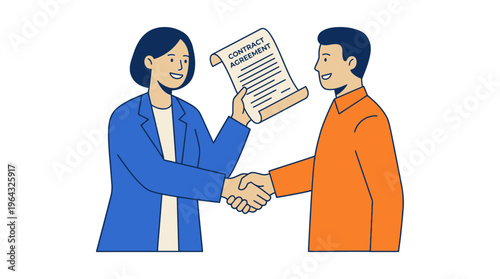 Professional business people finalize a crucial contract agreement with a handshake, symbolizing partnership, trust, and successful negotiation for a new venture