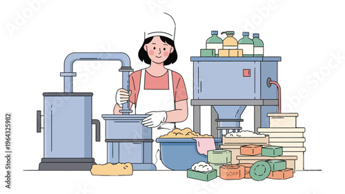 Artisan at Work: An artisan meticulously tends to the production of natural products in a workshop setting, showcasing the artistry of sustainable crafting.