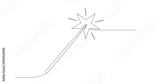 Magic Wand Sparkle Line Art