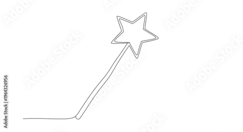 Magic Wand Star Icon Outline Simple Drawing