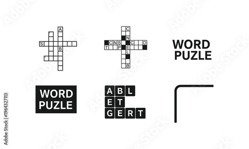 Creative visual representations of various word puzzle formats and styles