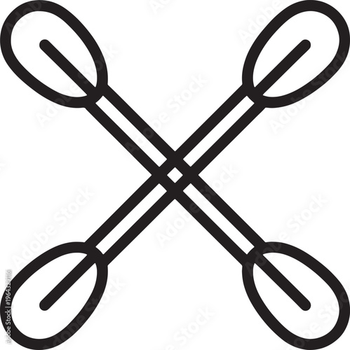 Black, minimalist oar icons, crossed, vector graphics, nautical symbols, boat oars