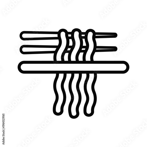 Chopsticks Holding Noodles Icon: Asian Food and Cuisine Vector Graphic
