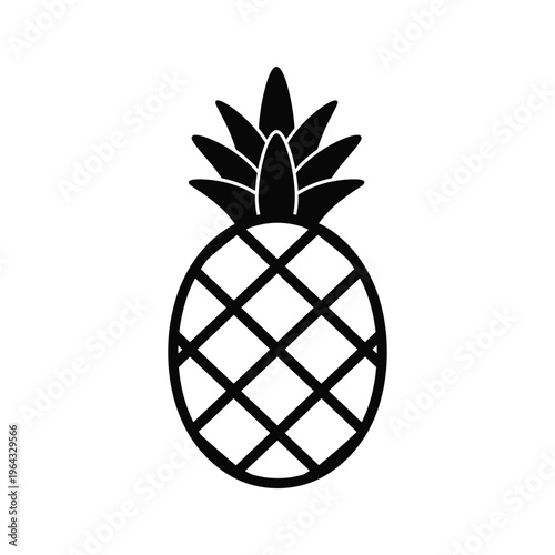 Simple Black and White Pineapple Icon Vector Illustration