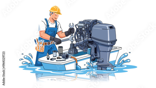 Mechanic Repairing Engine: A skilled mechanic meticulously repairs an engine, showcasing expertise and dedication to machinery maintenance.