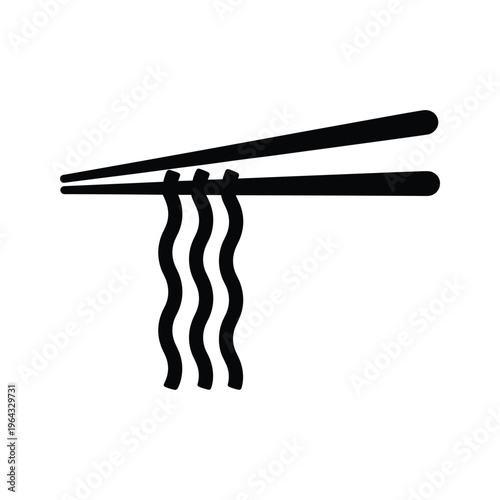 Simple Icon: Chopsticks Holding Wavy Noodles