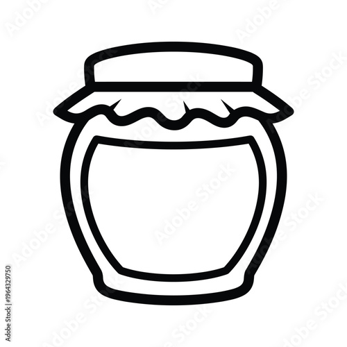 Jar icon with label outline, simple vector illustration