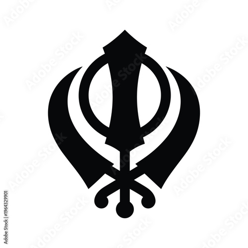 Sikhism Khanda symbol, a religious icon and emblem of Sikh faith