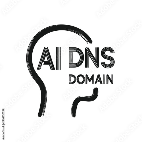 Artificial intelligence DNS domain icon. Minimalist line art illustration for tech and digital themes
