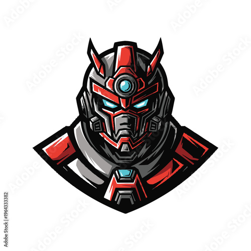 Robotic Character Head Illustration Design.