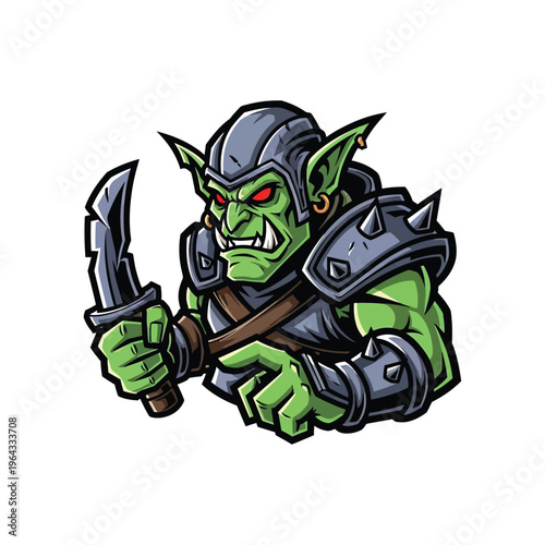 Green Orc Warrior Fantasy Character.