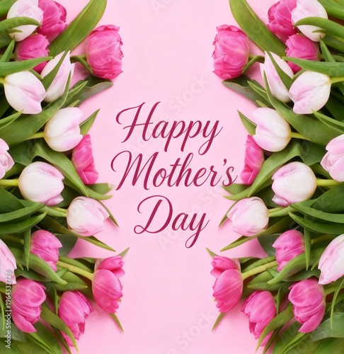mothers day card with pink flower