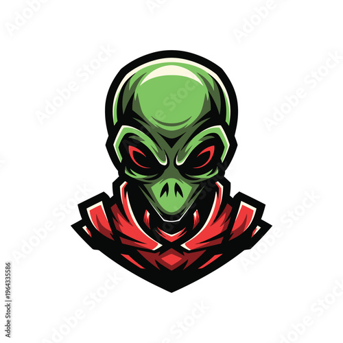 Green Alien Cartoon Character Illustration.