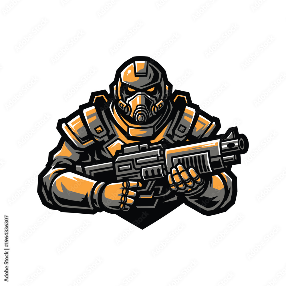 Fototapeta premium Futuristic soldier with combat gear.