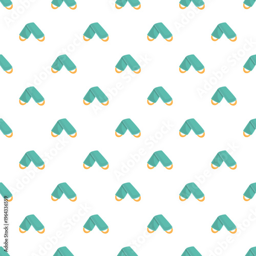 Teal cloth with orange loop repeating in a seamless pattern on white background
