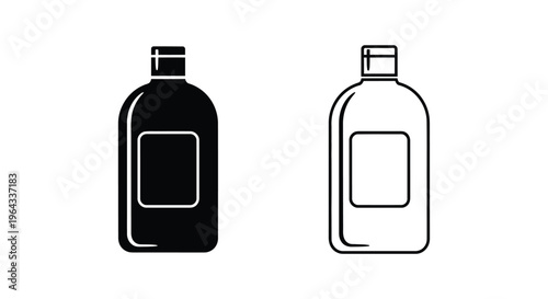 Black and white shampoo bottle icons Vector