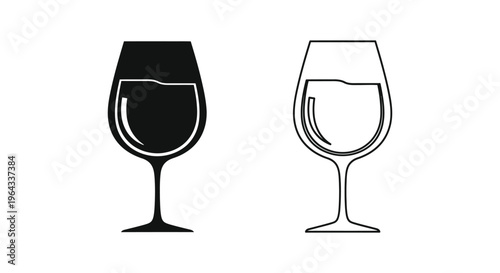 Wine glasses black and white Vector