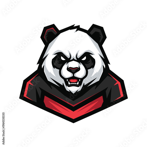 Angry Panda Cartoon Character Face.