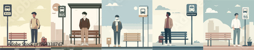 young man waiting at the bus stop