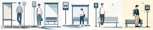young man waiting at the bus stop